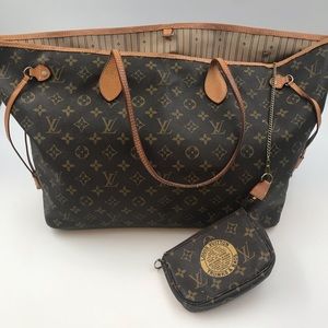 LOUIS Vuitton Monogram Neverfull With Tote Pochett